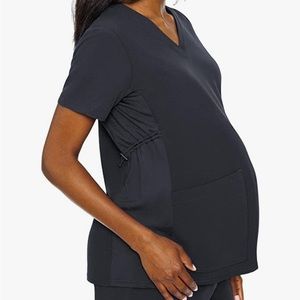 Cherokee Maternity Scrub Top, XSm Pewter Gray